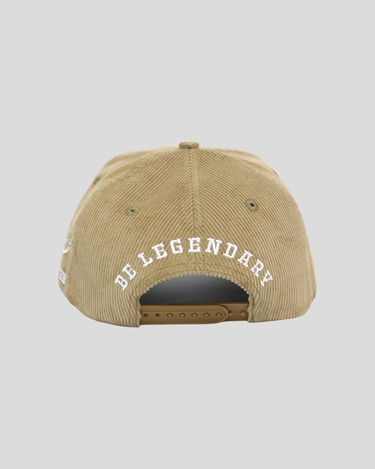 Beige “BE LEGENDARY” Corduroy Snapback